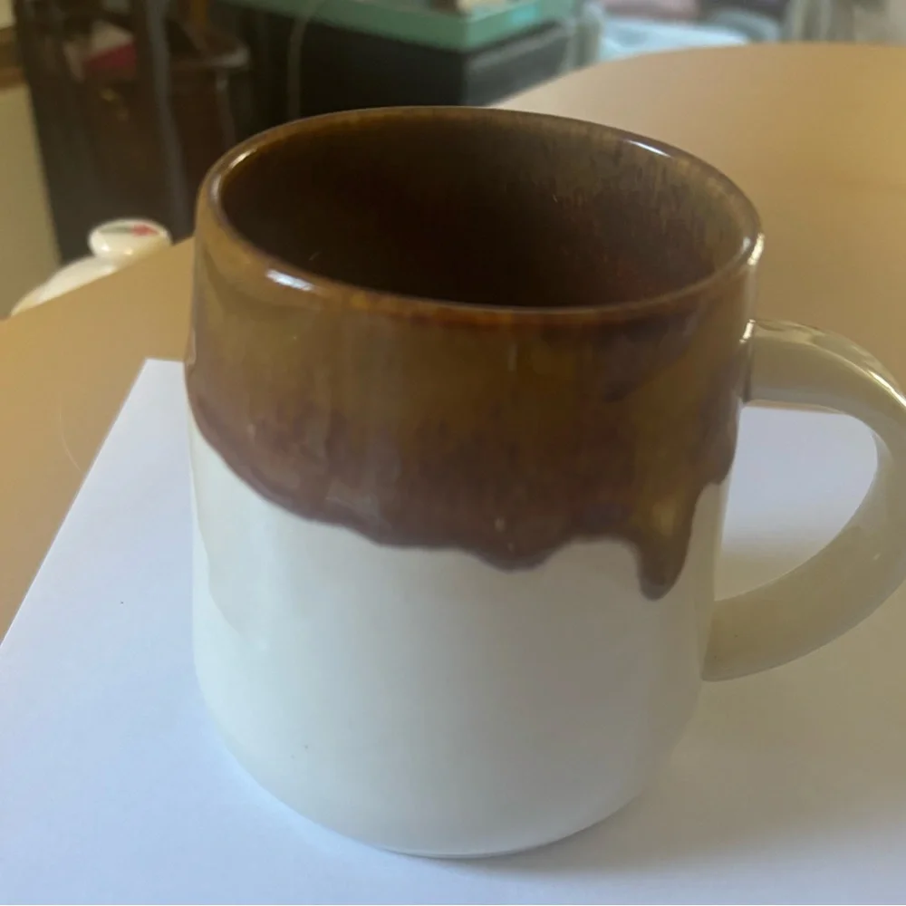 Studio pottery handmade stenciled coffee mug
